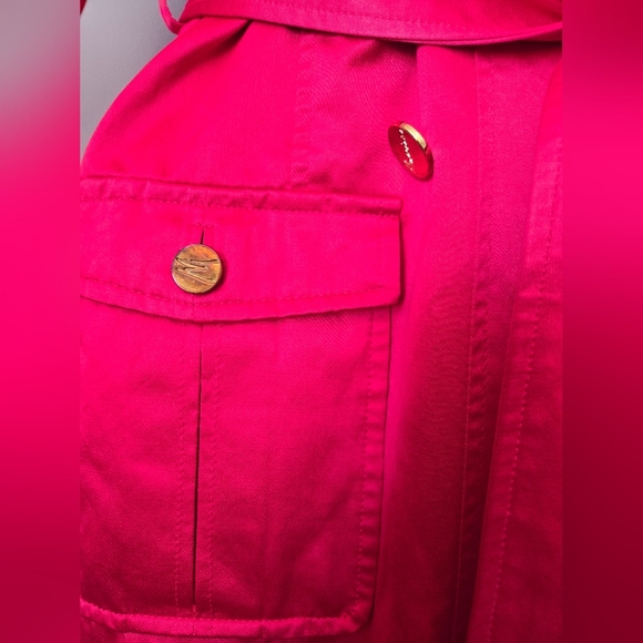 MARCIANO Hot Pink Belted Trench Coat With a Satin Feel. Size Small - Picture 4 of 16